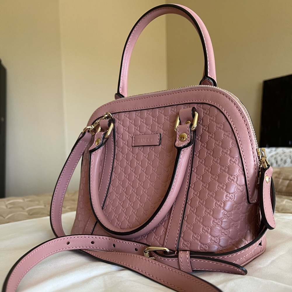 Pastel pink Gucci Guccissima dome bag